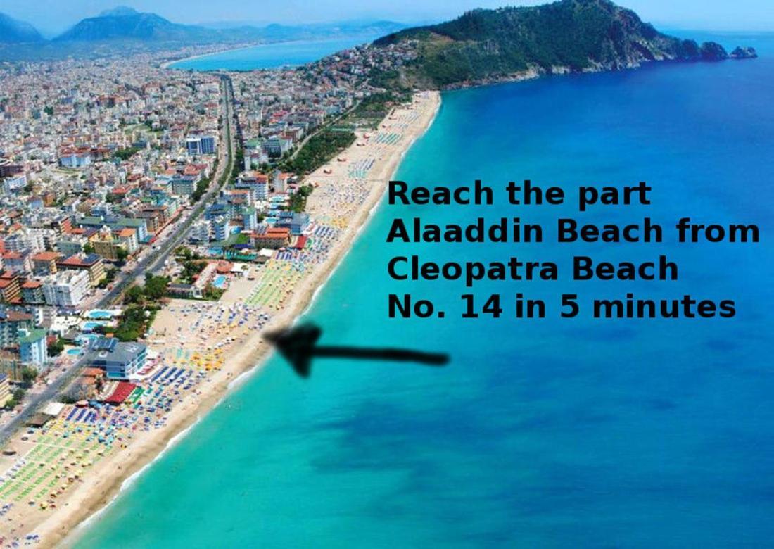 Palm Beach Cleopatra House, Beautiful Private Apartment Just 300 Meters To Cleopatra Beach 14 With Umbrellas, Bikes And Many Extras Included! Alanya Buitenkant foto